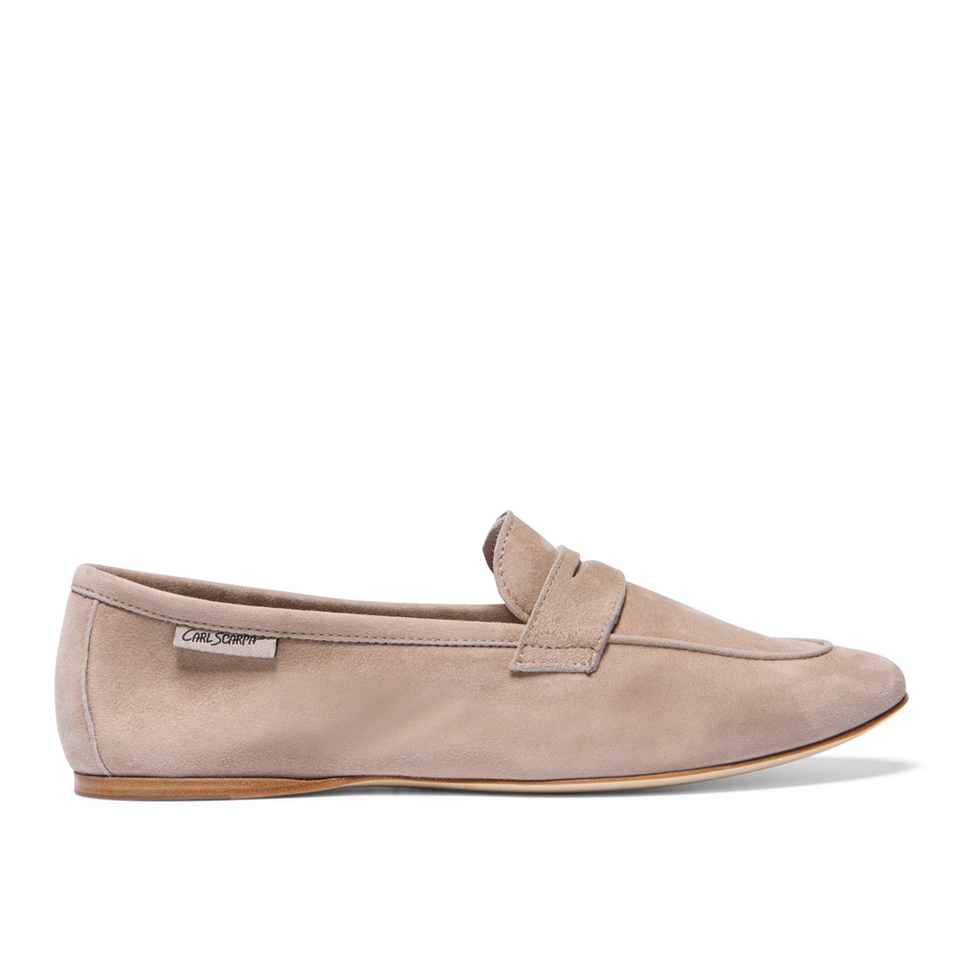 Emarlie Beige Suede Penny Loafers
