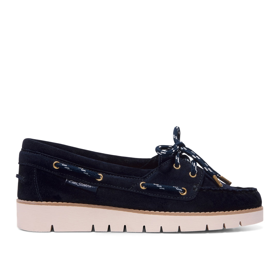 Cadorna Navy Leather Wedge Loafers