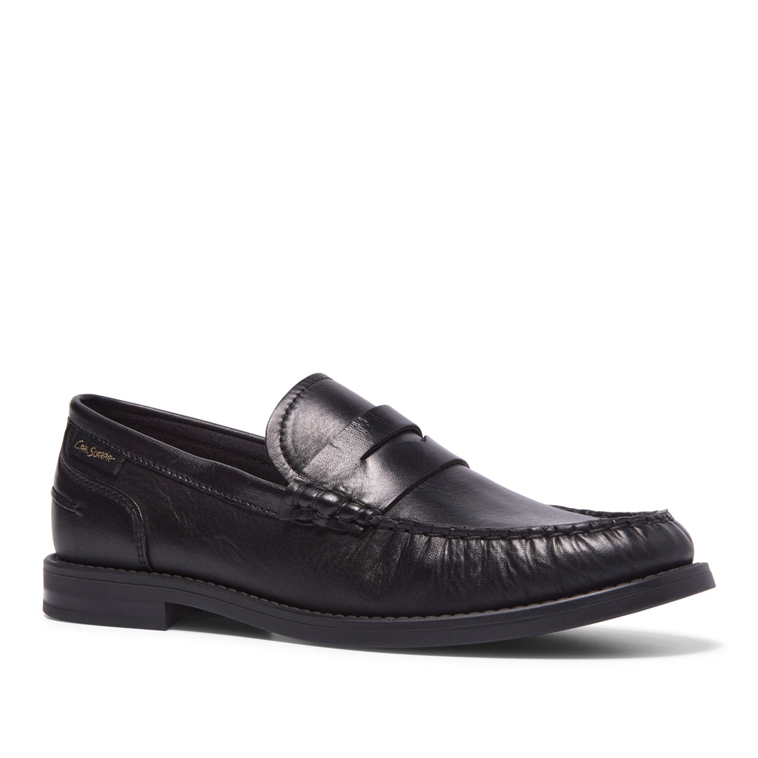 Centesimi Black Leather Penny Loafers