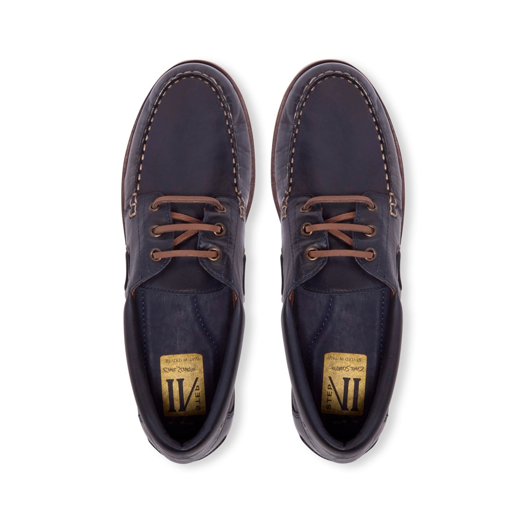 Marina Navy Leather Loafers