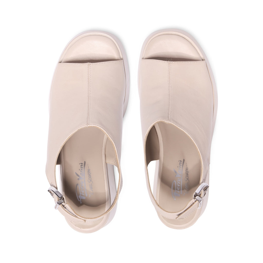 Miroso Off White Leather Platform Sandals