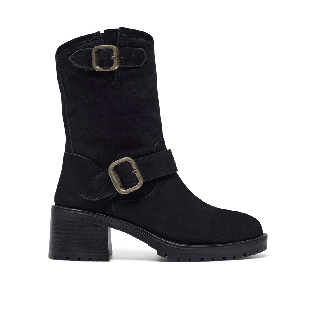 Aluga Black Suede Ankle Boots