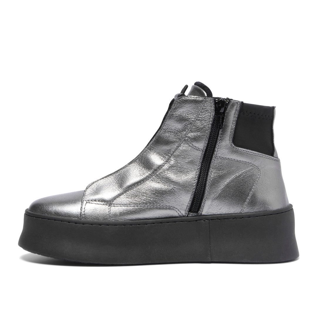 Arnica Pewter Leather Ankle Boots