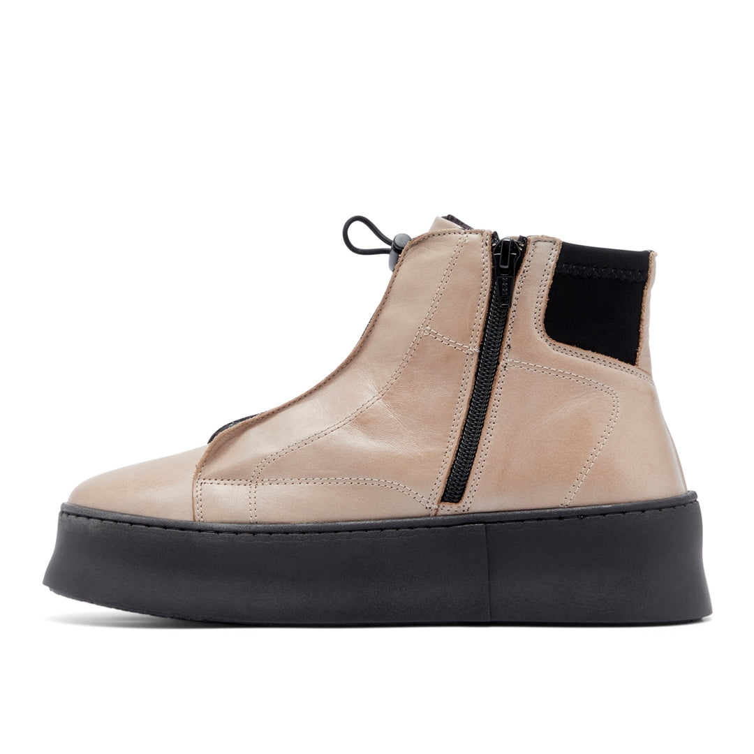 Arnica Taupe Leather Ankle Boots