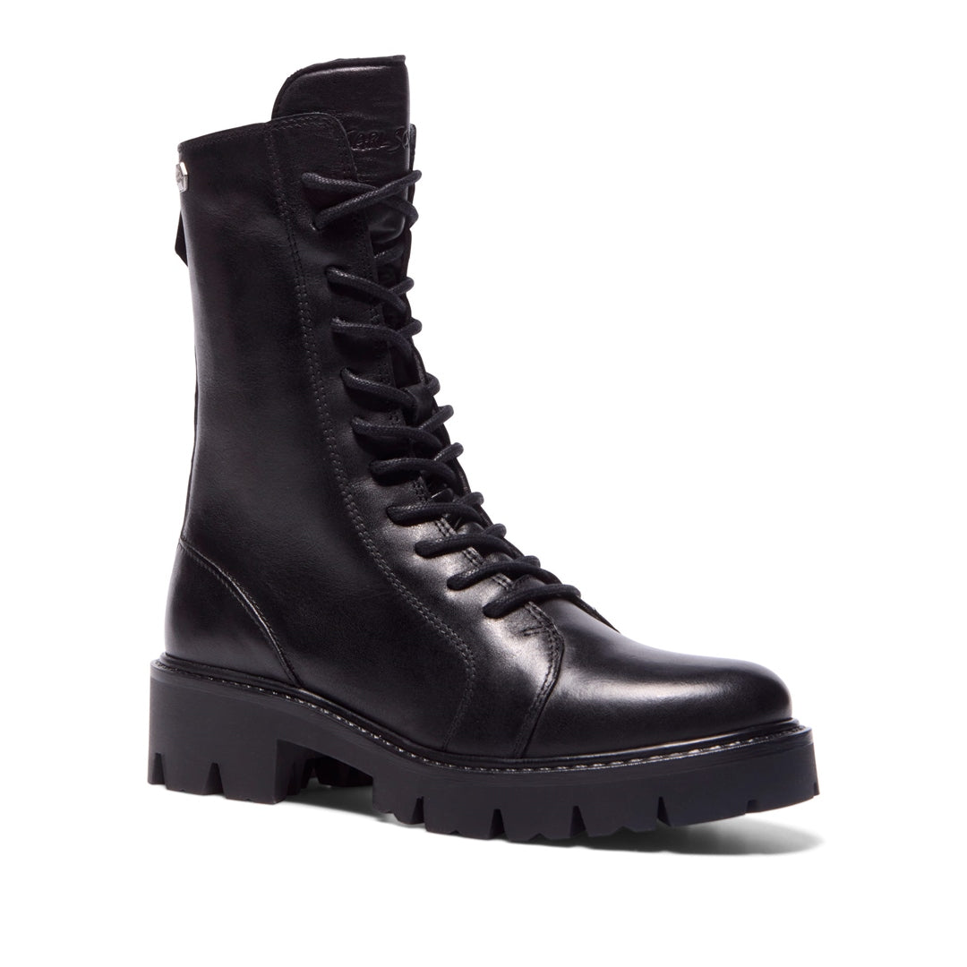 Caminetto Black Leather Ankle Boots