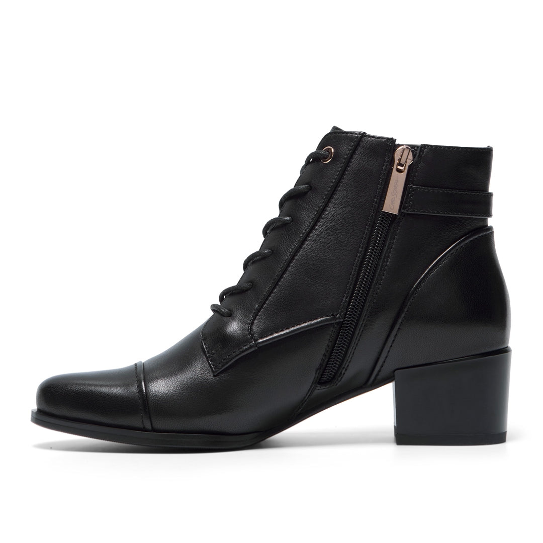 Casalina Black Leather Ankle Boots
