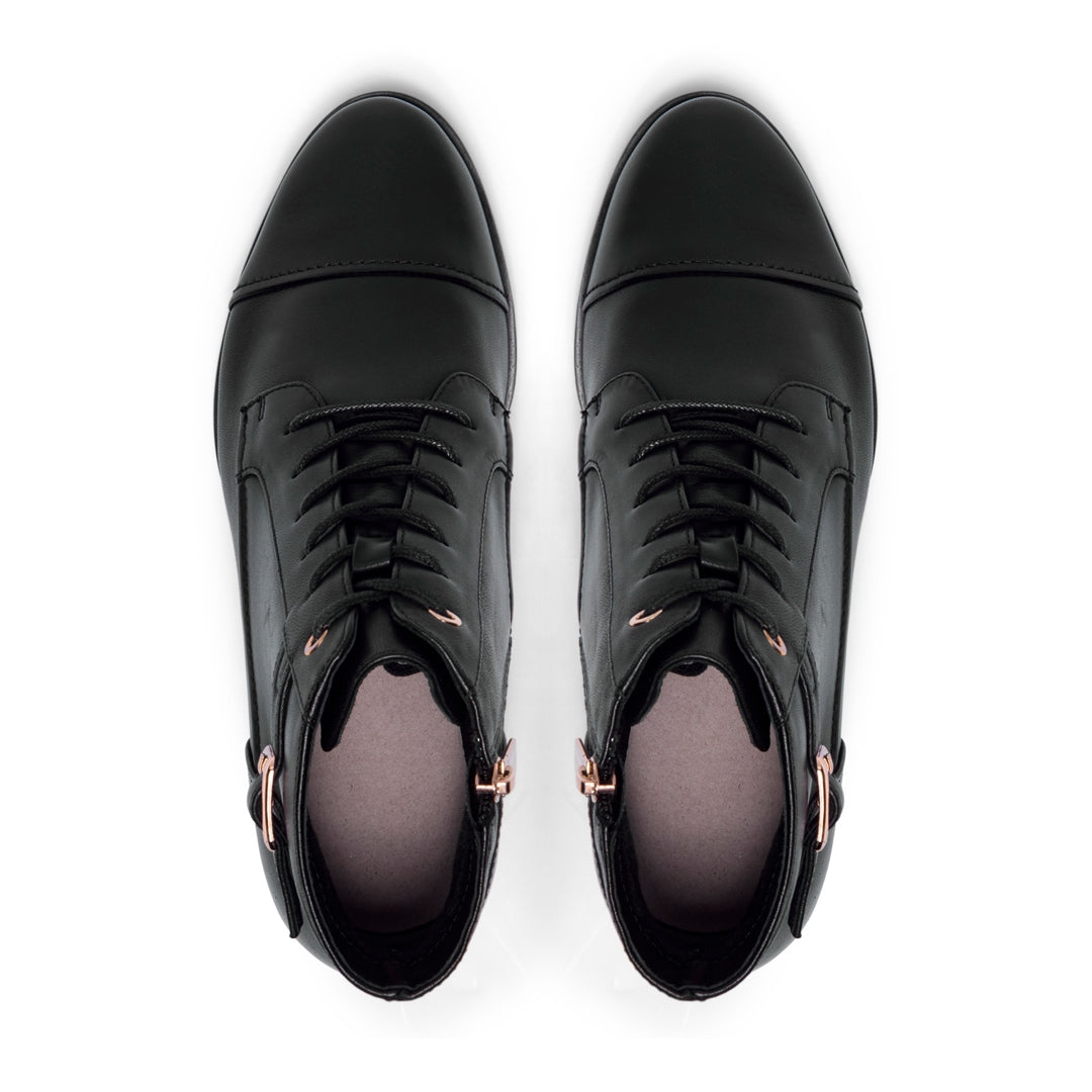 Casalina Black Leather Ankle Boots