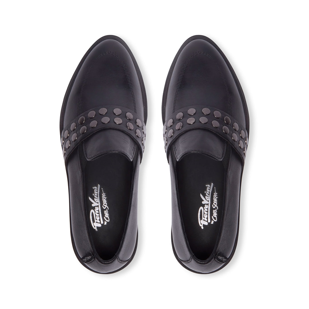 Corlita Black Leather Loafers