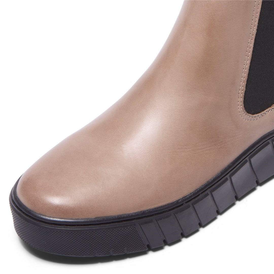 Cozzio Taupe Leather Ankle Boots