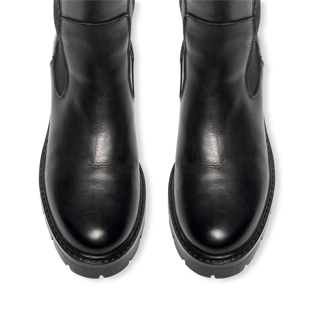 Diva Black Leather Knee High Boots