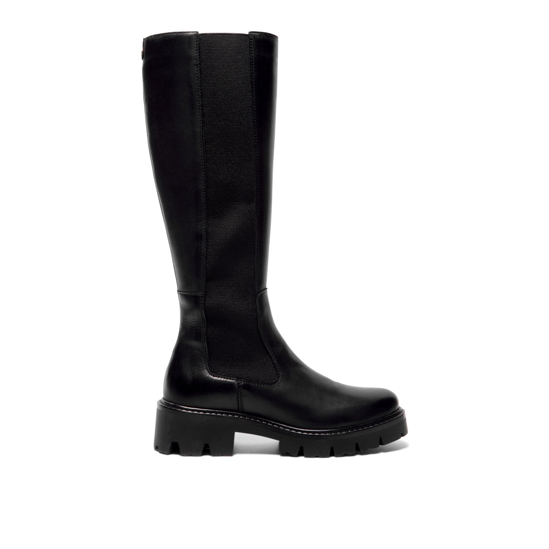 Diva Black Leather Knee High Boots