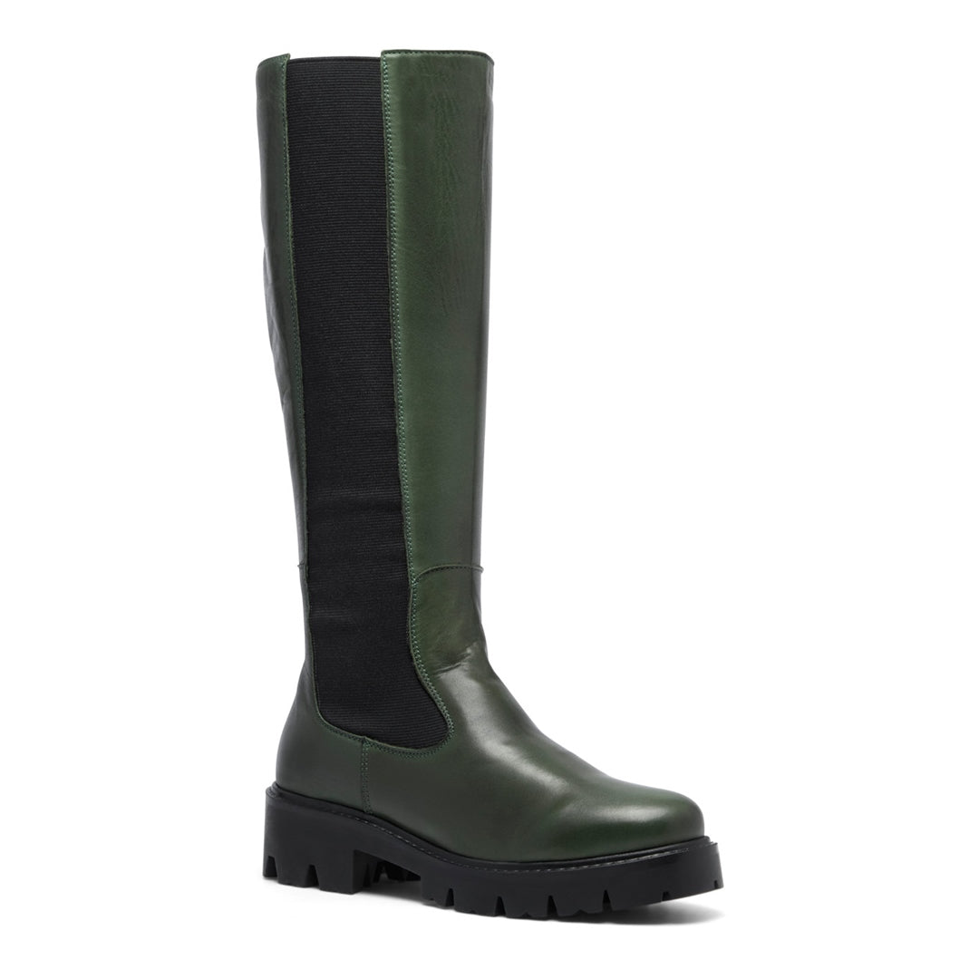Diva Green Leather Knee High Boots