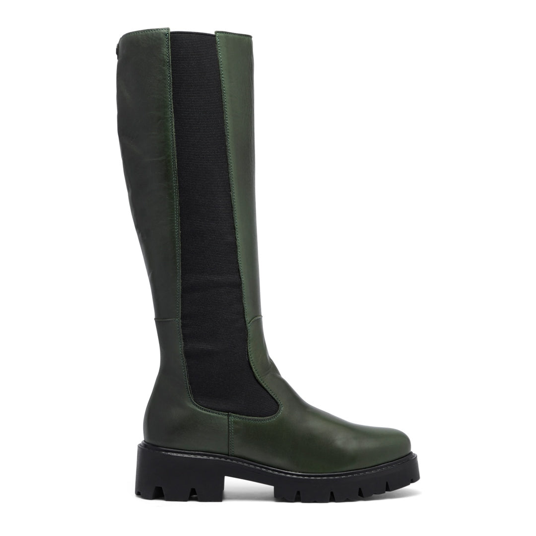 Diva Green Leather Knee High Boots