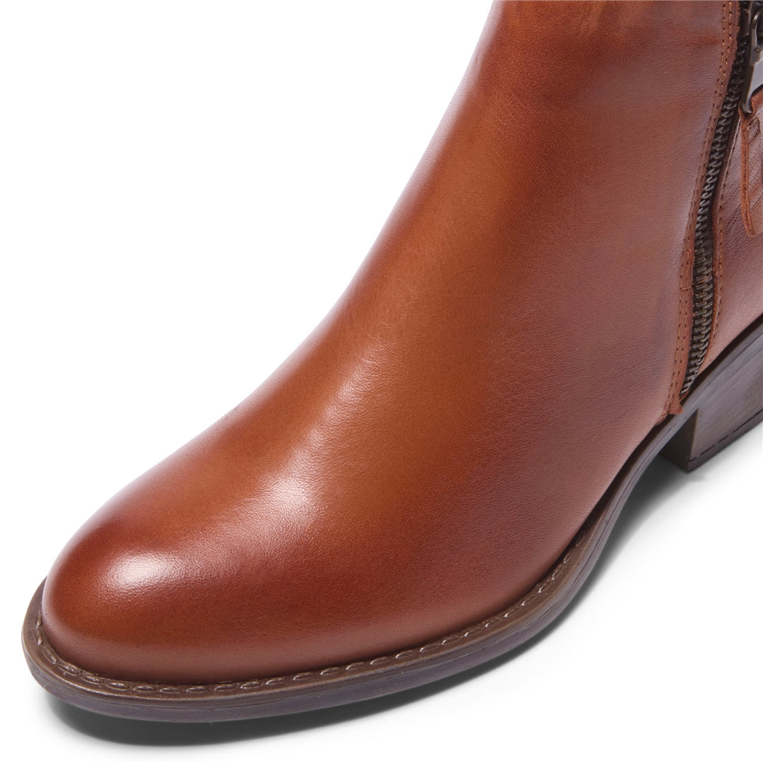 Fermato Tan Leather Ankle Boots