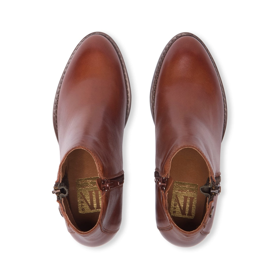 Fermato Tan Leather Ankle Boots