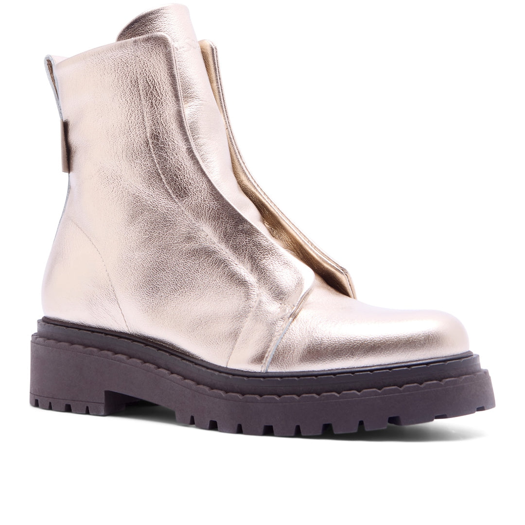 Fiave Gold Leather Ankle Boots