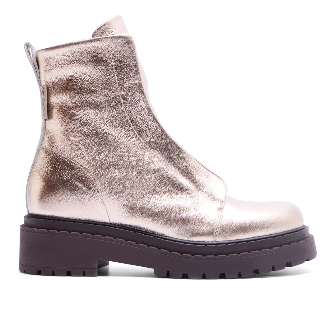 Fiave Gold Leather Ankle Boots