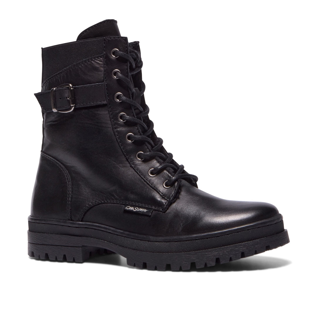 Galizzi Black Leather Ankle Boots