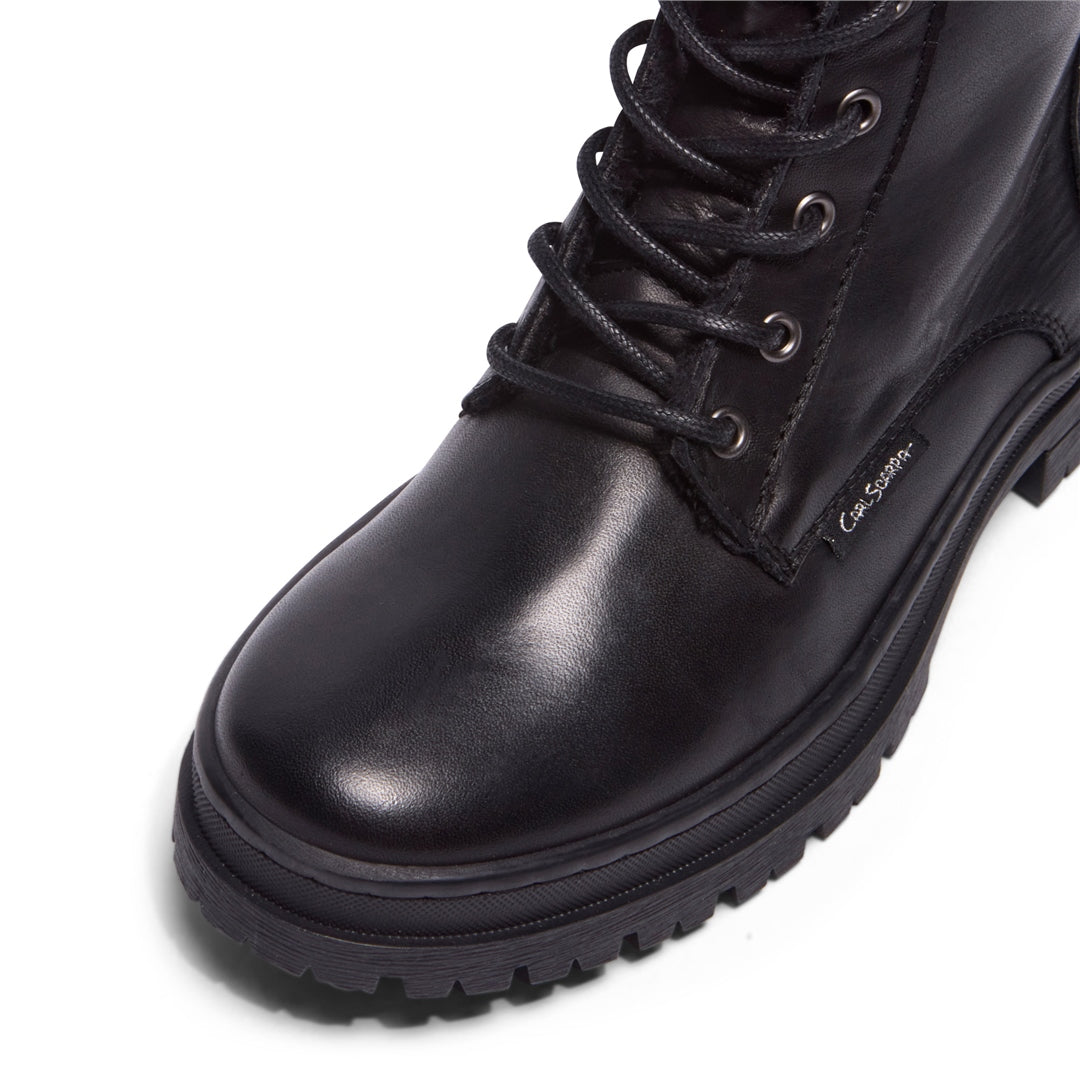 Galizzi Black Leather Ankle Boots