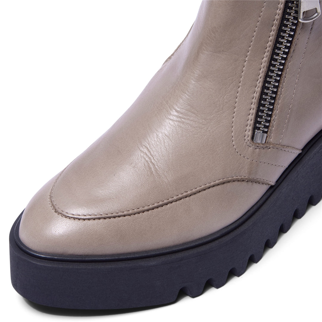 Maffei Taupe Leather Ankle Boots