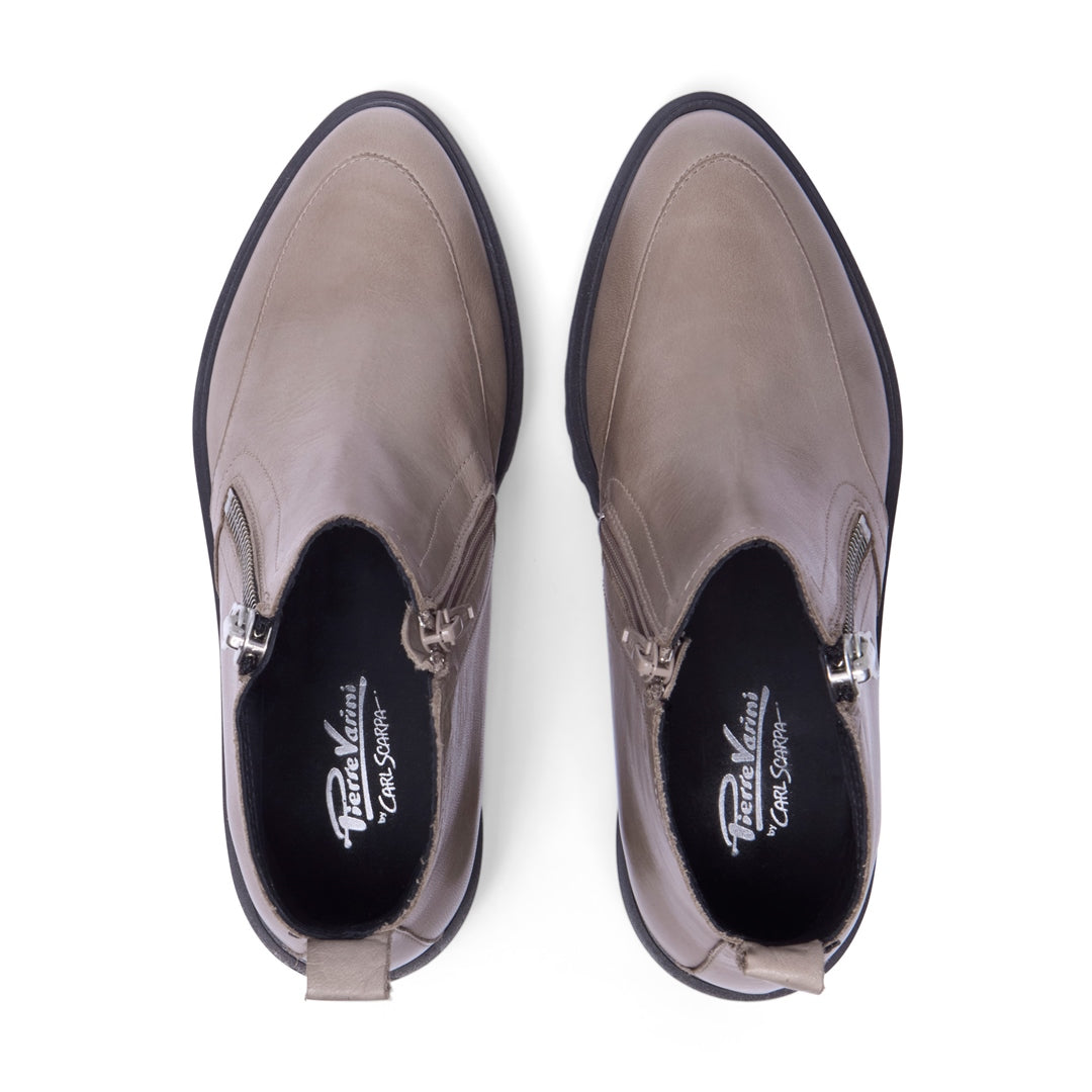 Maffei Taupe Leather Ankle Boots