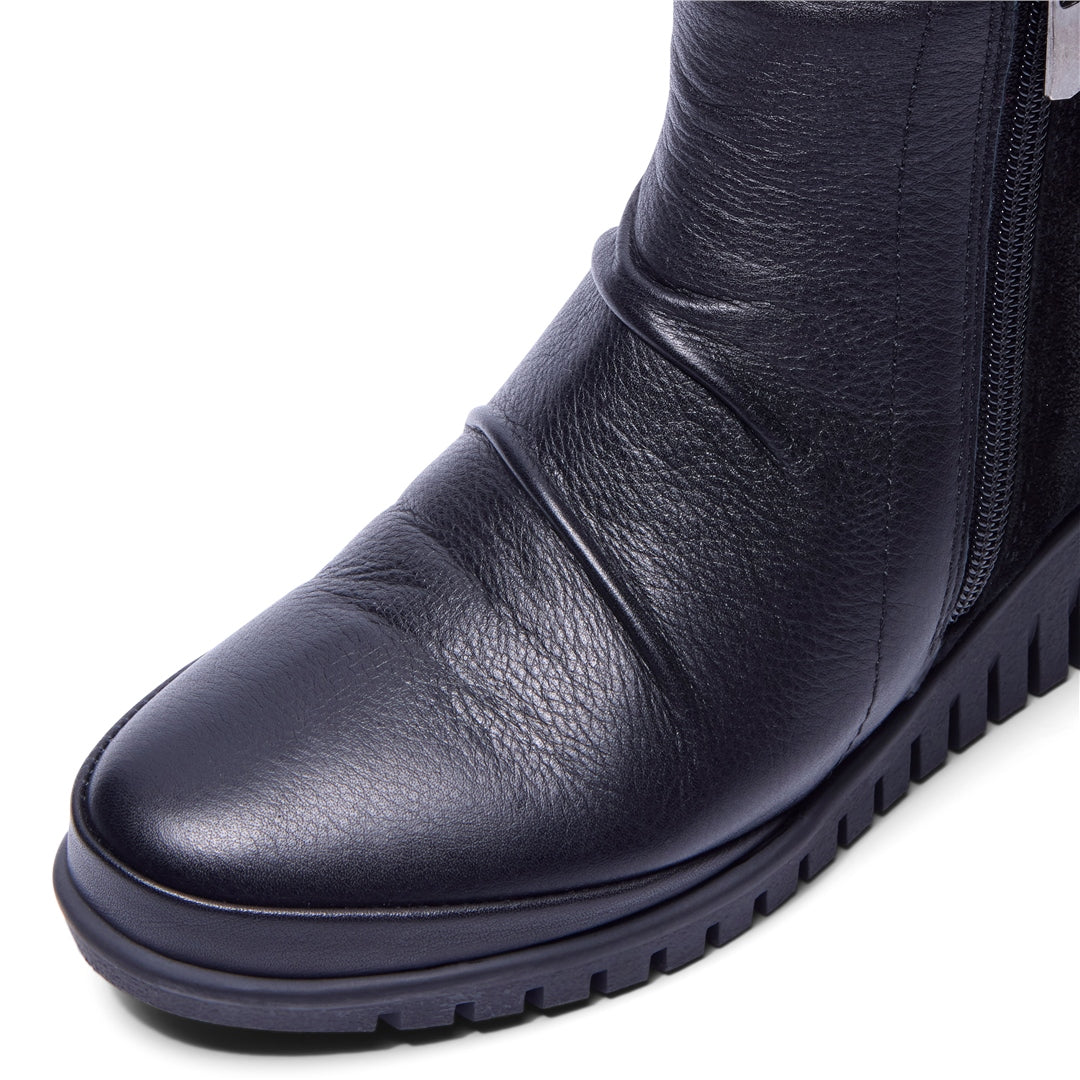 Mercolo Black Leather Ankle Boots