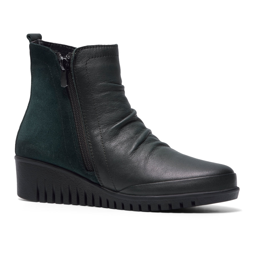 Mercolo Green Leather Ankle Boots