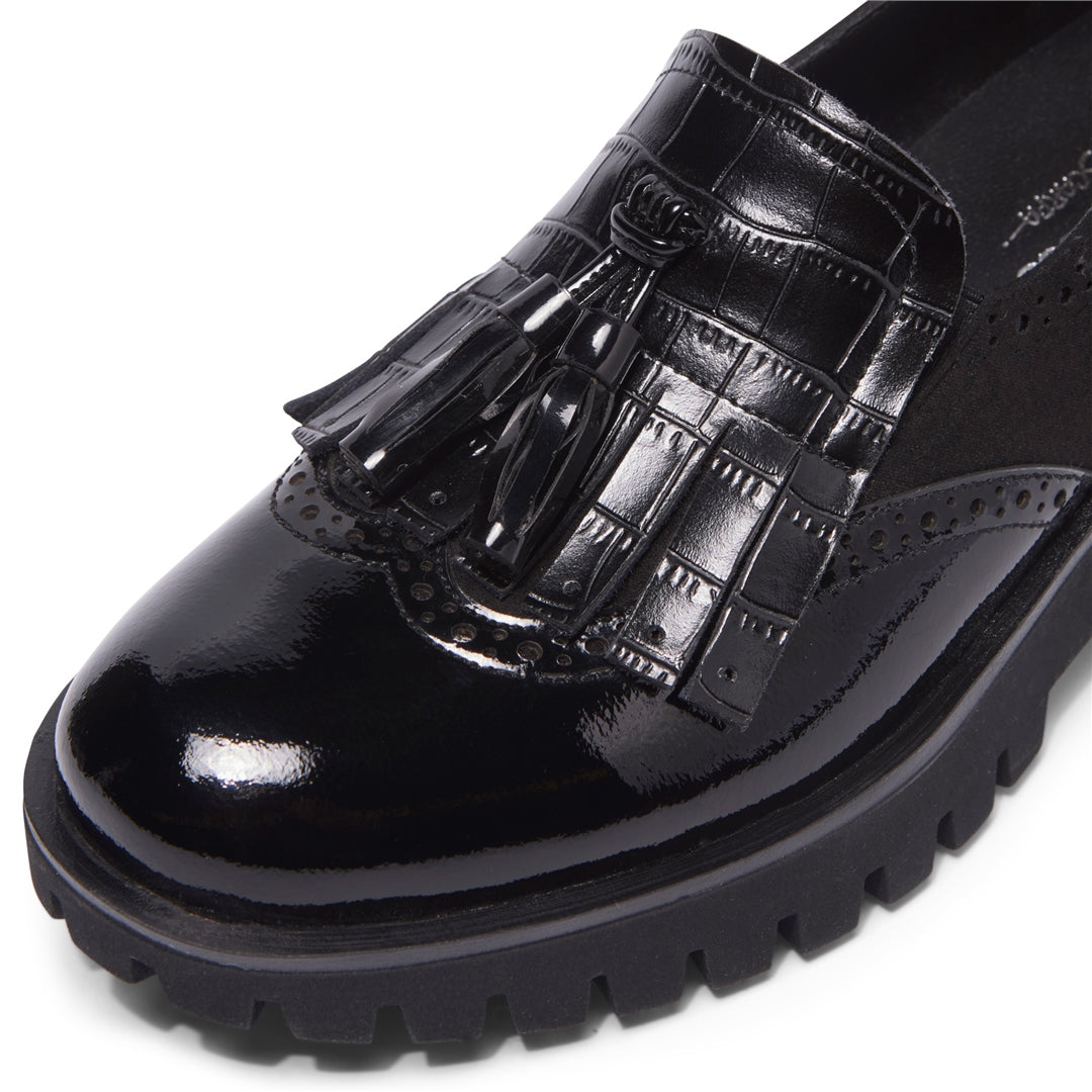 Otalia Black Suede Leather Loafers
