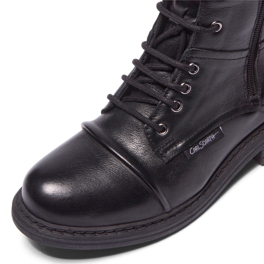 Penzance Black Leather Ankle Boots