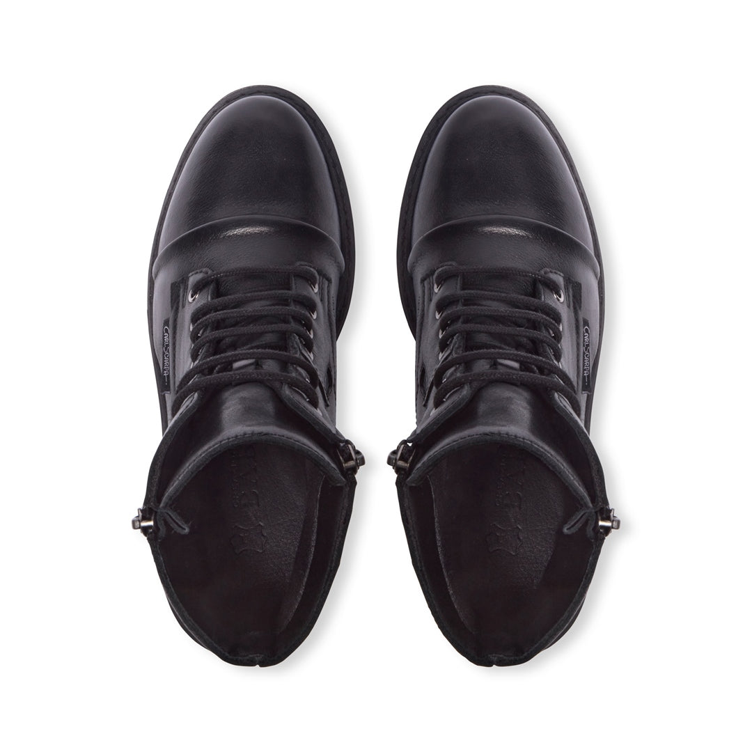 Penzance Black Leather Ankle Boots