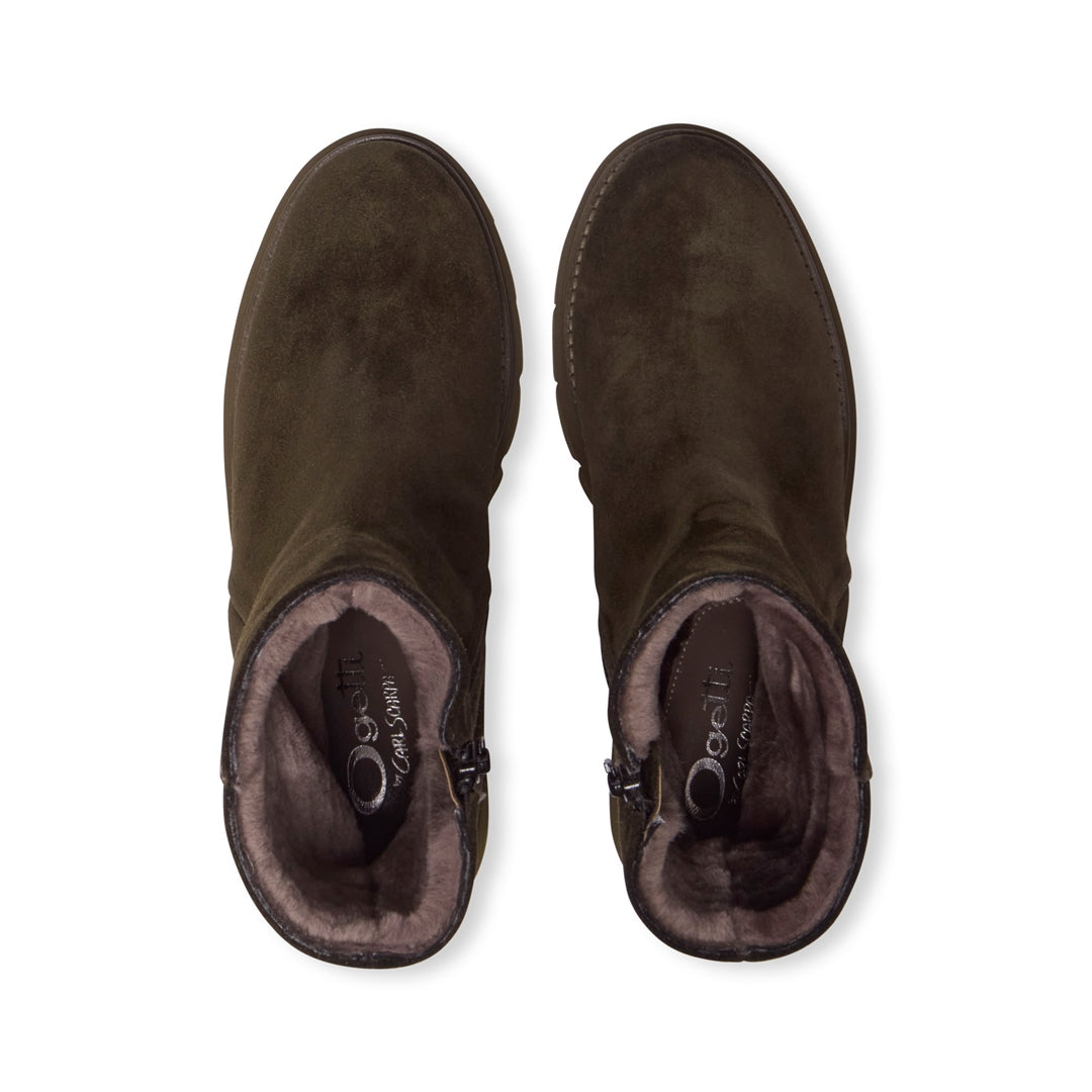 Pinsara Green Suede Ankle Boots