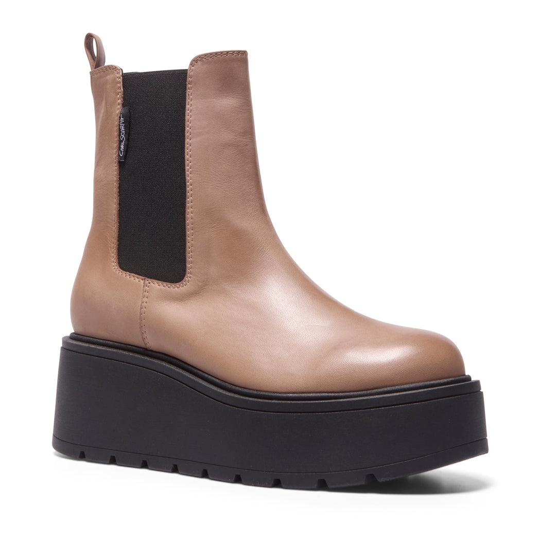 Zennie Taupe Leather Ankle Boots