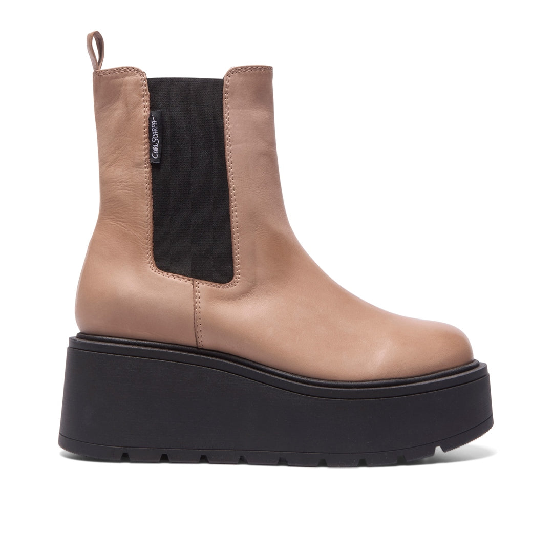 Zennie Taupe Leather Ankle Boots