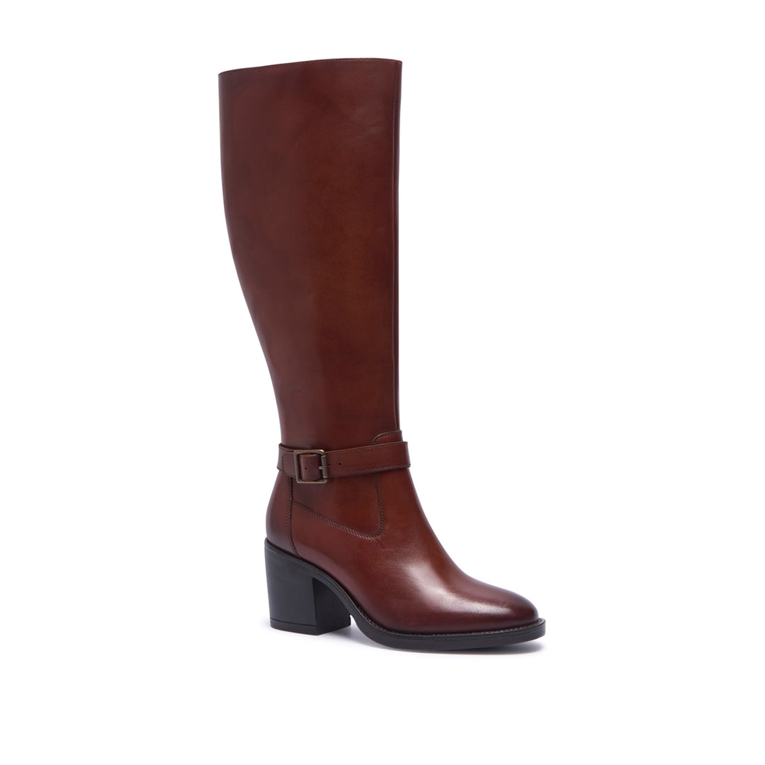Sonita Tan Leather Knee High Boots