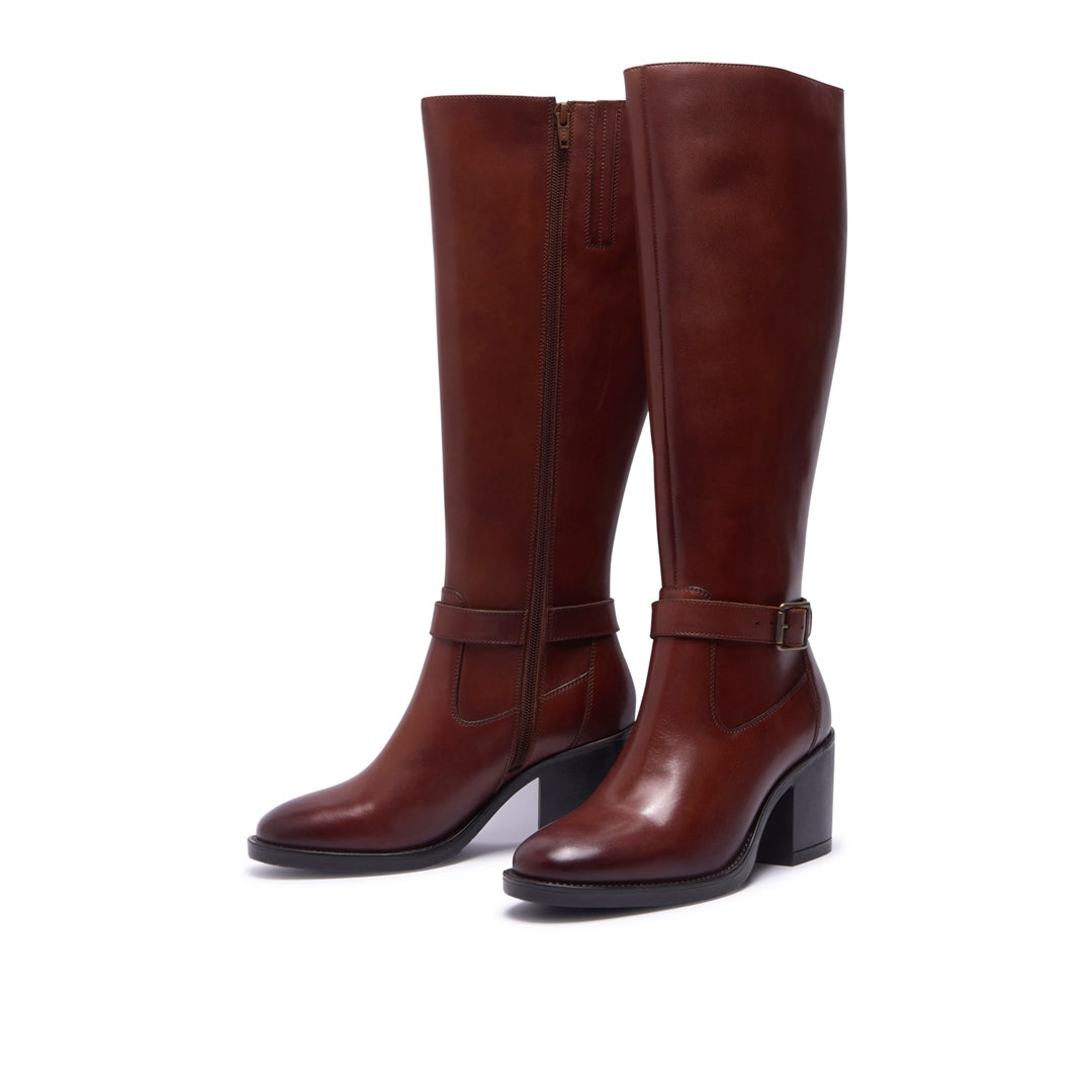 Sonita Tan Leather Knee High Boots