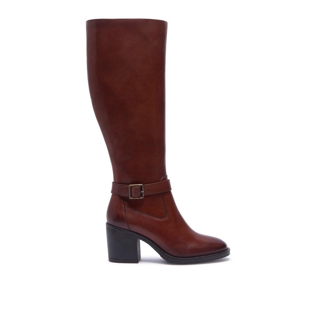 Sonita Tan Leather Knee High Boots