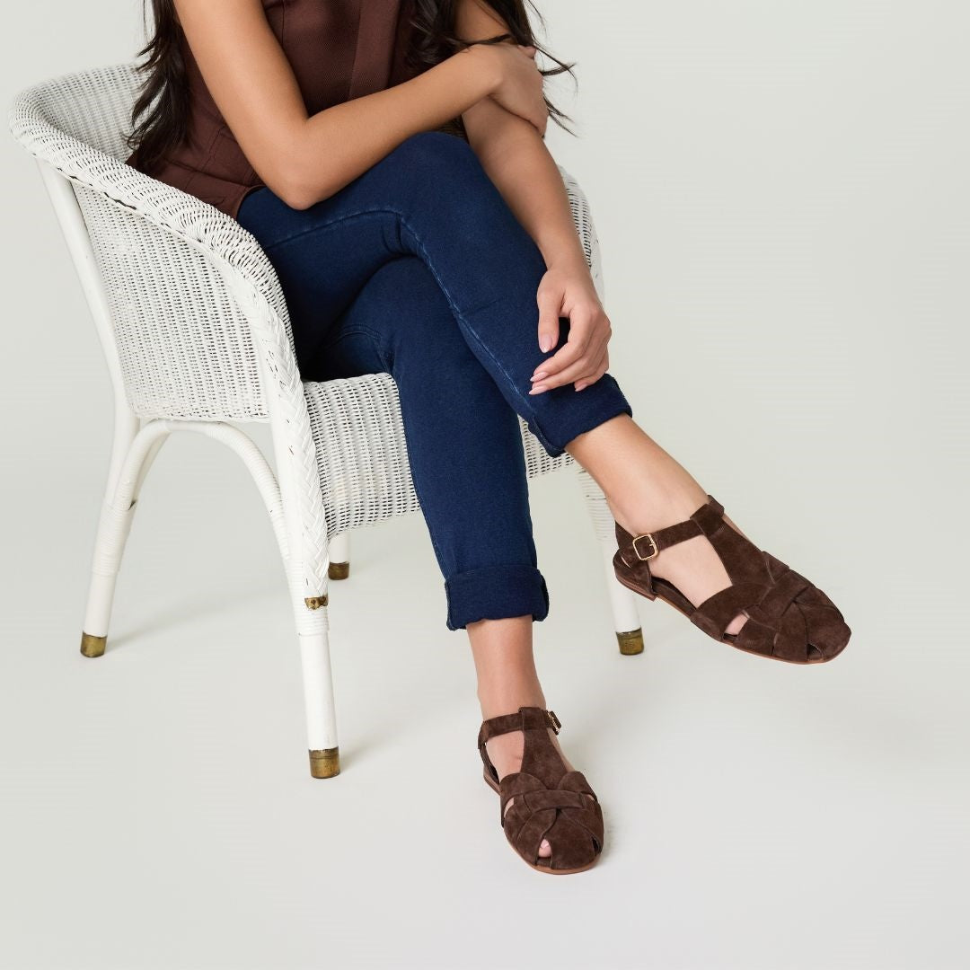 Francoise Brown Suede Sandals