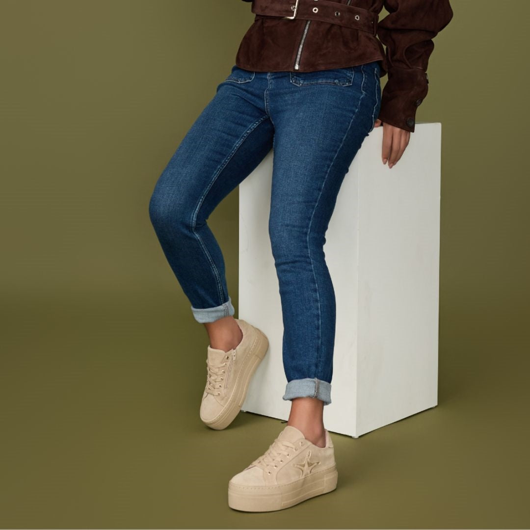 Kautustar Beige/Gold Suede Trainers