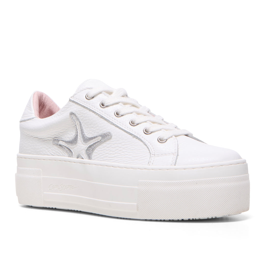 Kautustar White/Silver Leather Trainers