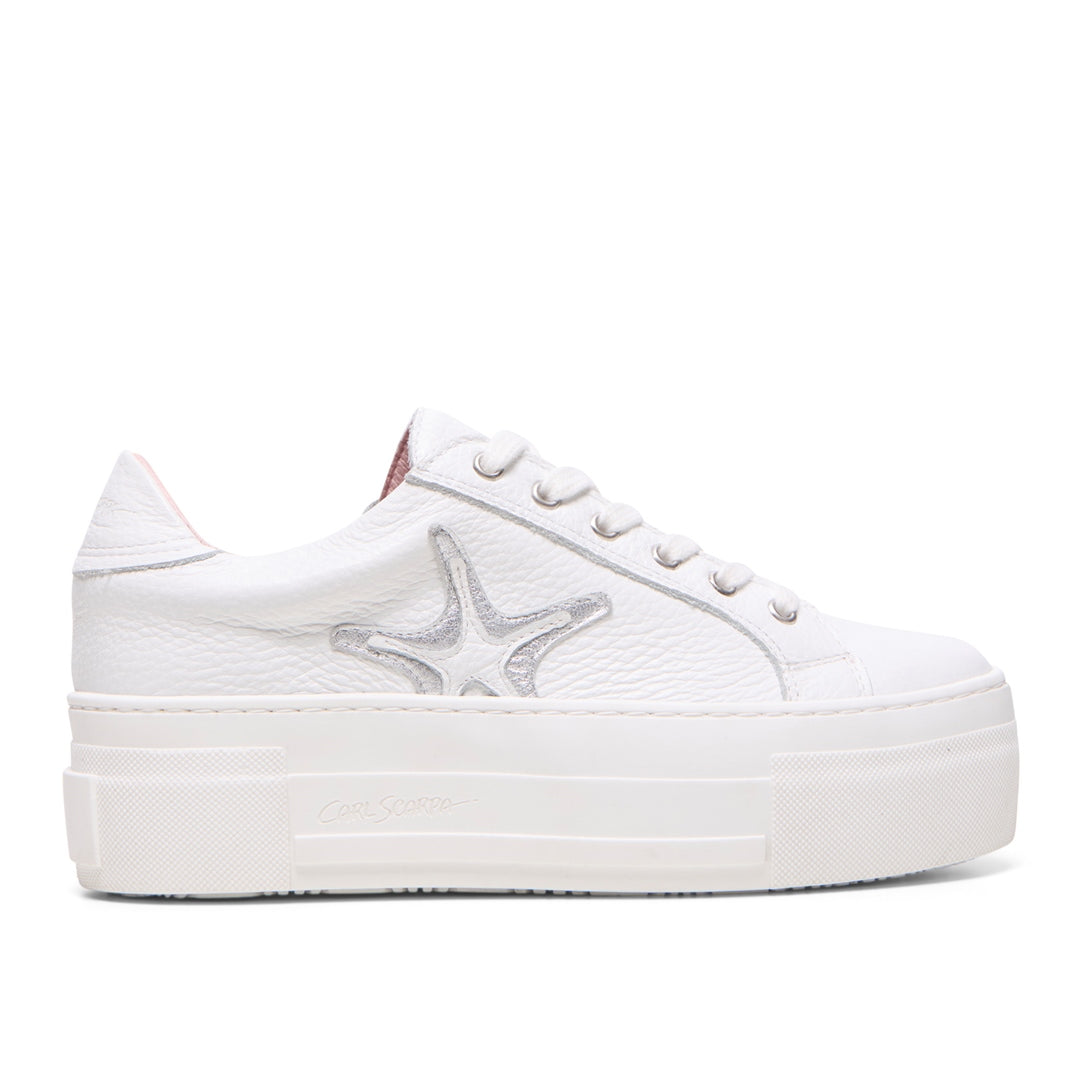 Kautustar White/Silver Leather Trainers