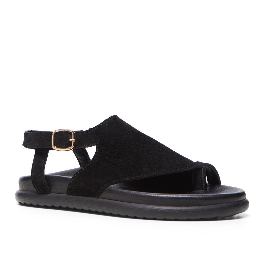 Lavanda Black Suede Sandals