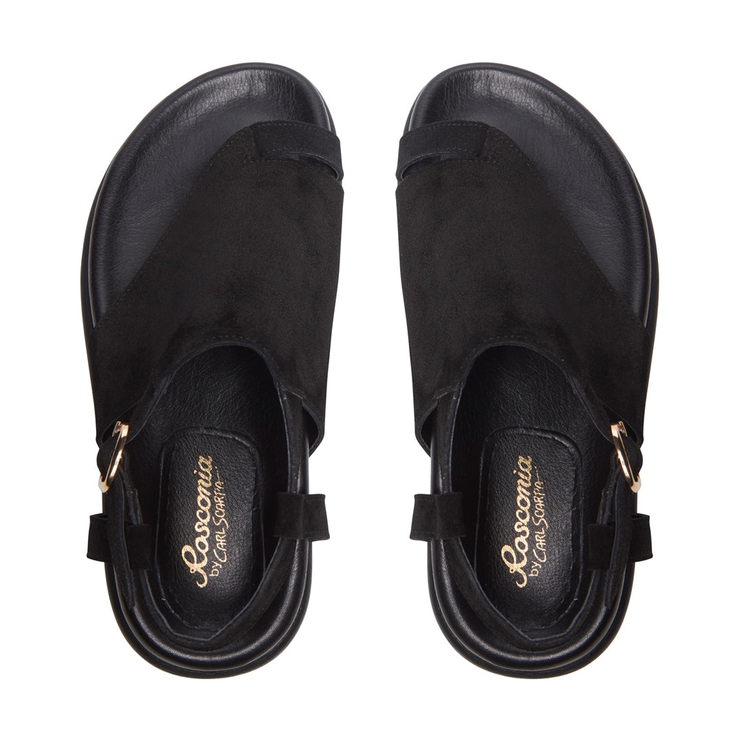 Lavanda Black Suede Sandals