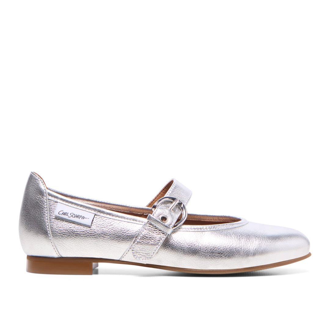Mellina Silver Leather Loafers