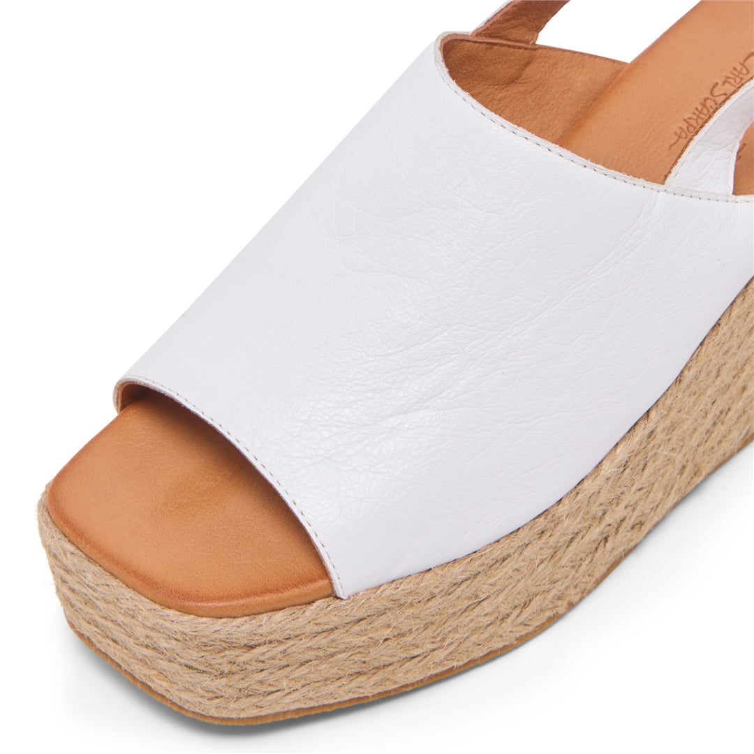 Mirabello White Leather Sandals