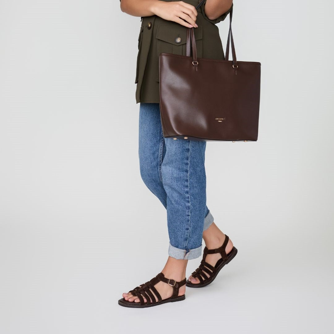 Nicarda Brown Suede Sandals