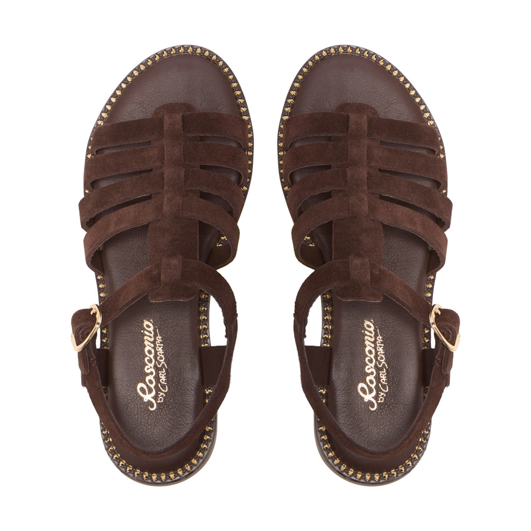 Nicarda Brown Suede Sandals