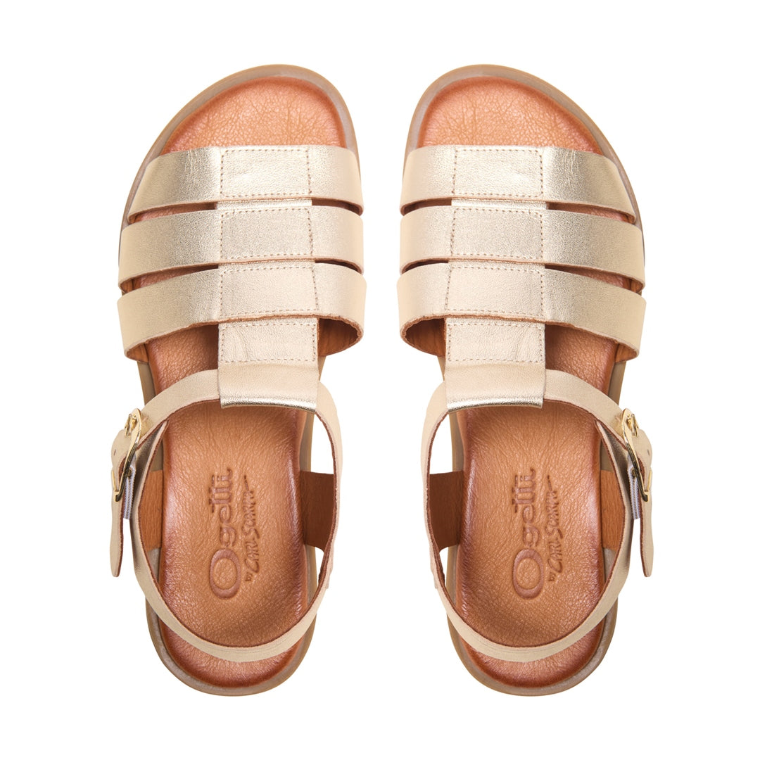 Ortello Gold Leather Sandals
