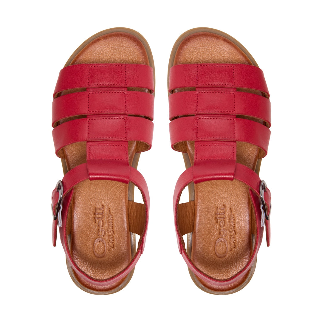 Ortello Red Leather Sandals