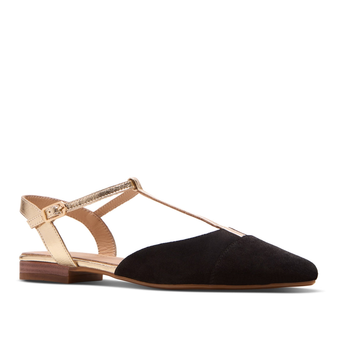 Parabita Black Suede Court Shoes