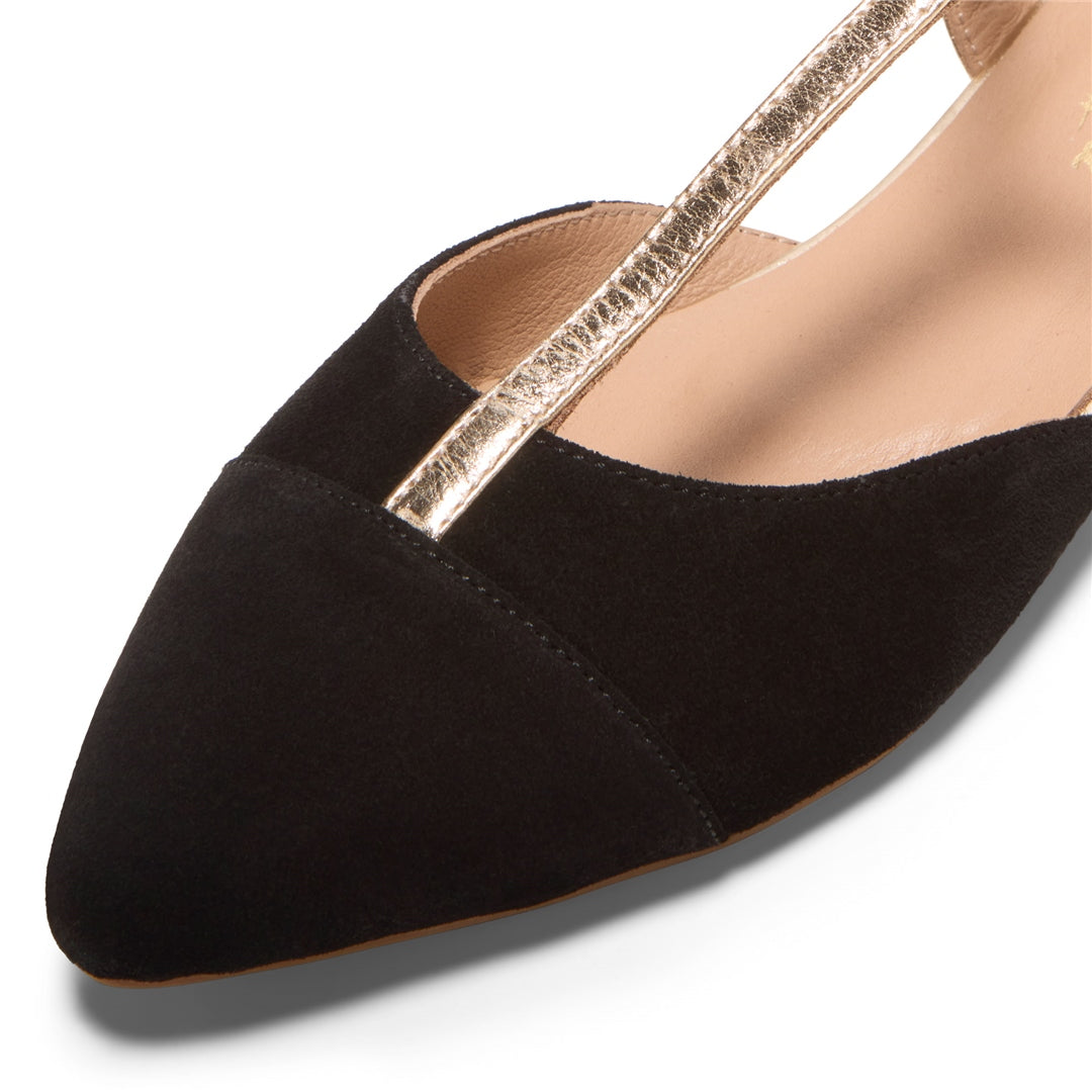 Parabita Black Suede Court Shoes